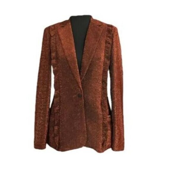 Scotch & Soda Maison Scotch Metallic Ruffle Pant Suit Jacket Pants Retail $350 S - Picture 2 of 14